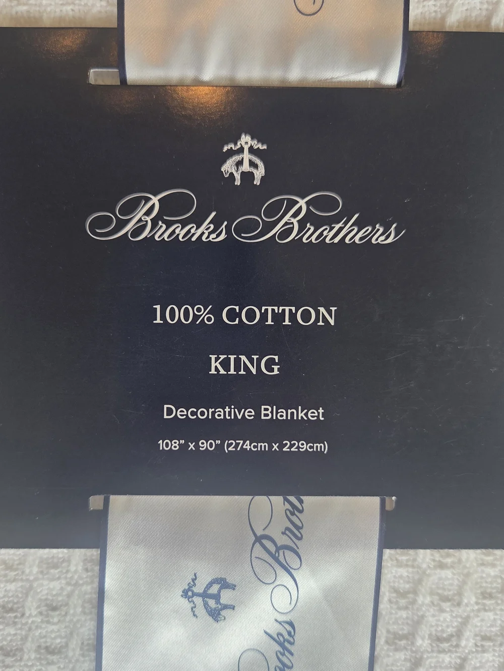 Brooks Brothers White Cotton King Blanket